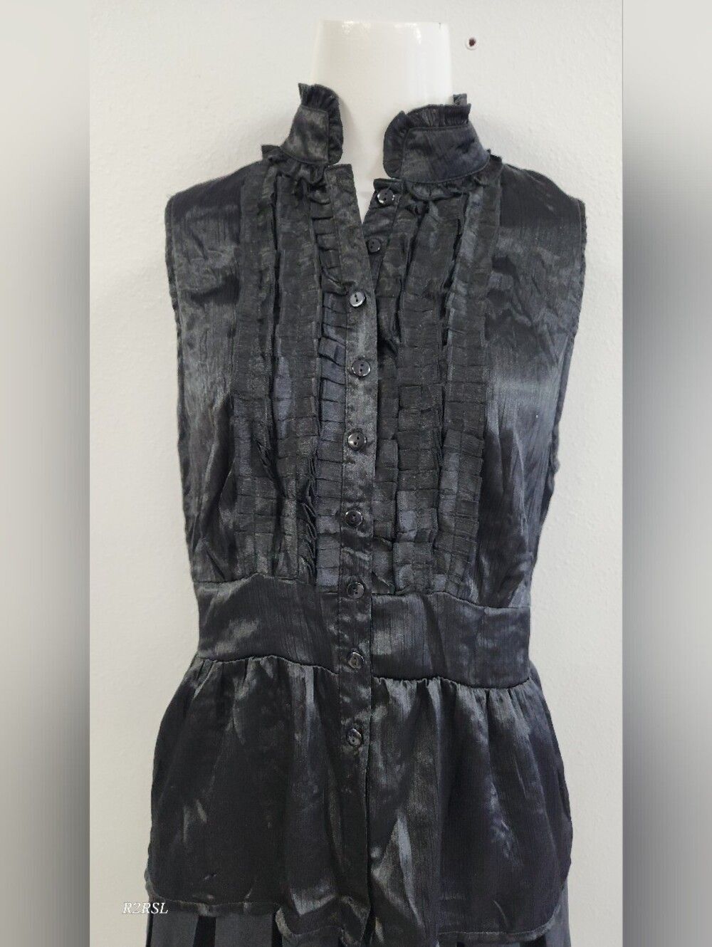 Oh Yes Y2K Blouse Juniors M(fits closer to S) Shiney Black NWT Witchy Whimsigoth